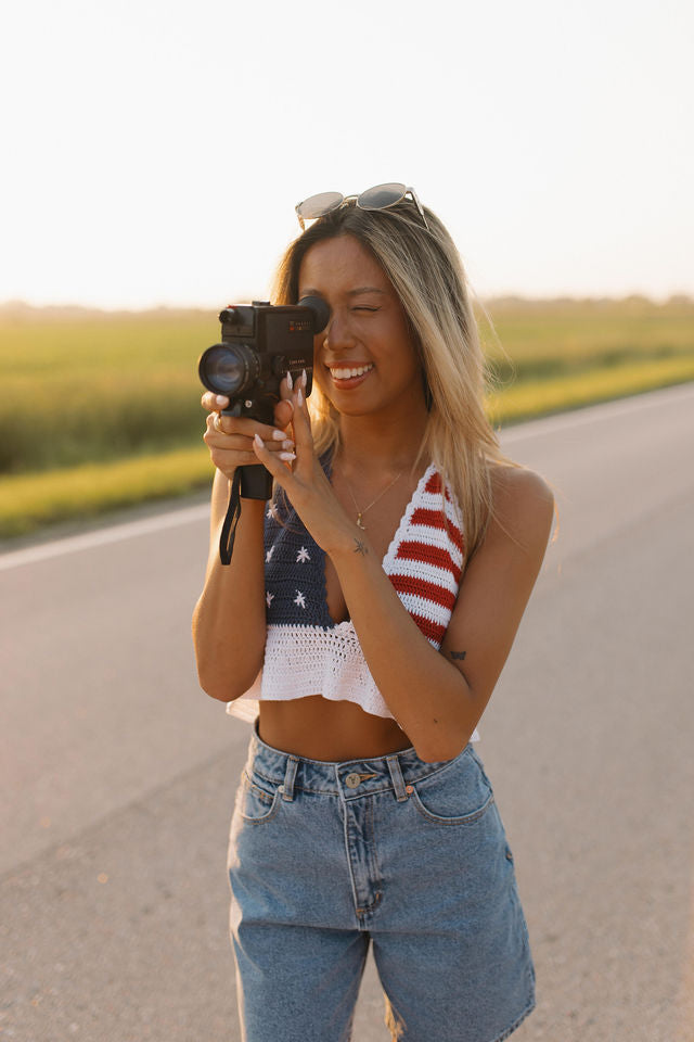 Pearl Stars and Stripes Crochet Top
