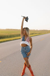 Pearl Stars and Stripes Crochet Top