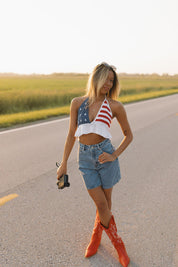 Pearl Stars and Stripes Crochet Top