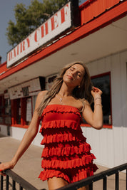 Vera Red Ruffle Romper