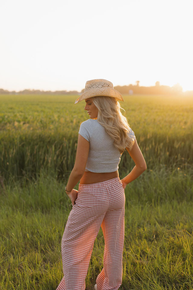 Leighton Red and Cream Plaid Pants