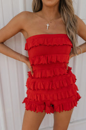 Vera Red Ruffle Romper