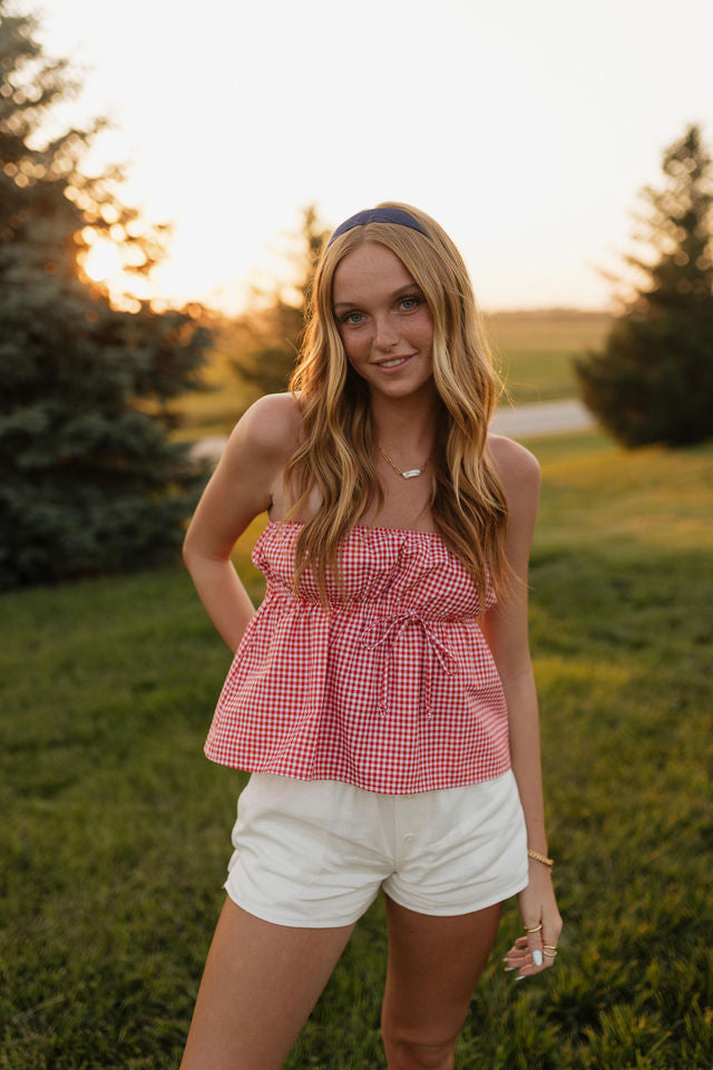 Layla Cherry Checkered Top
