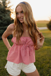 Layla Cherry Checkered Top