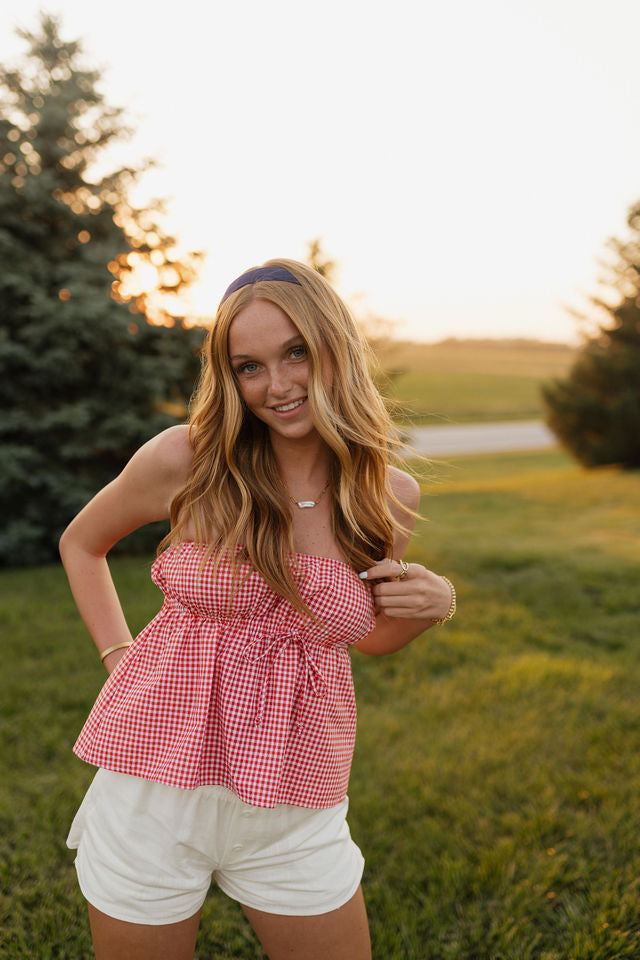 Layla Cherry Checkered Top