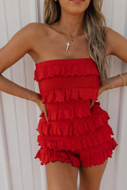Vera Red Ruffle Romper