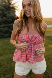 Layla Cherry Checkered Top