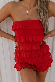 Vera Red Ruffle Romper