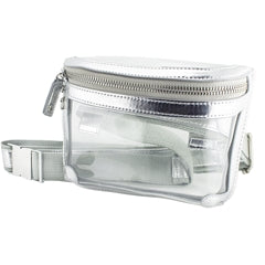 Metallic Silver Clear Belt Bag