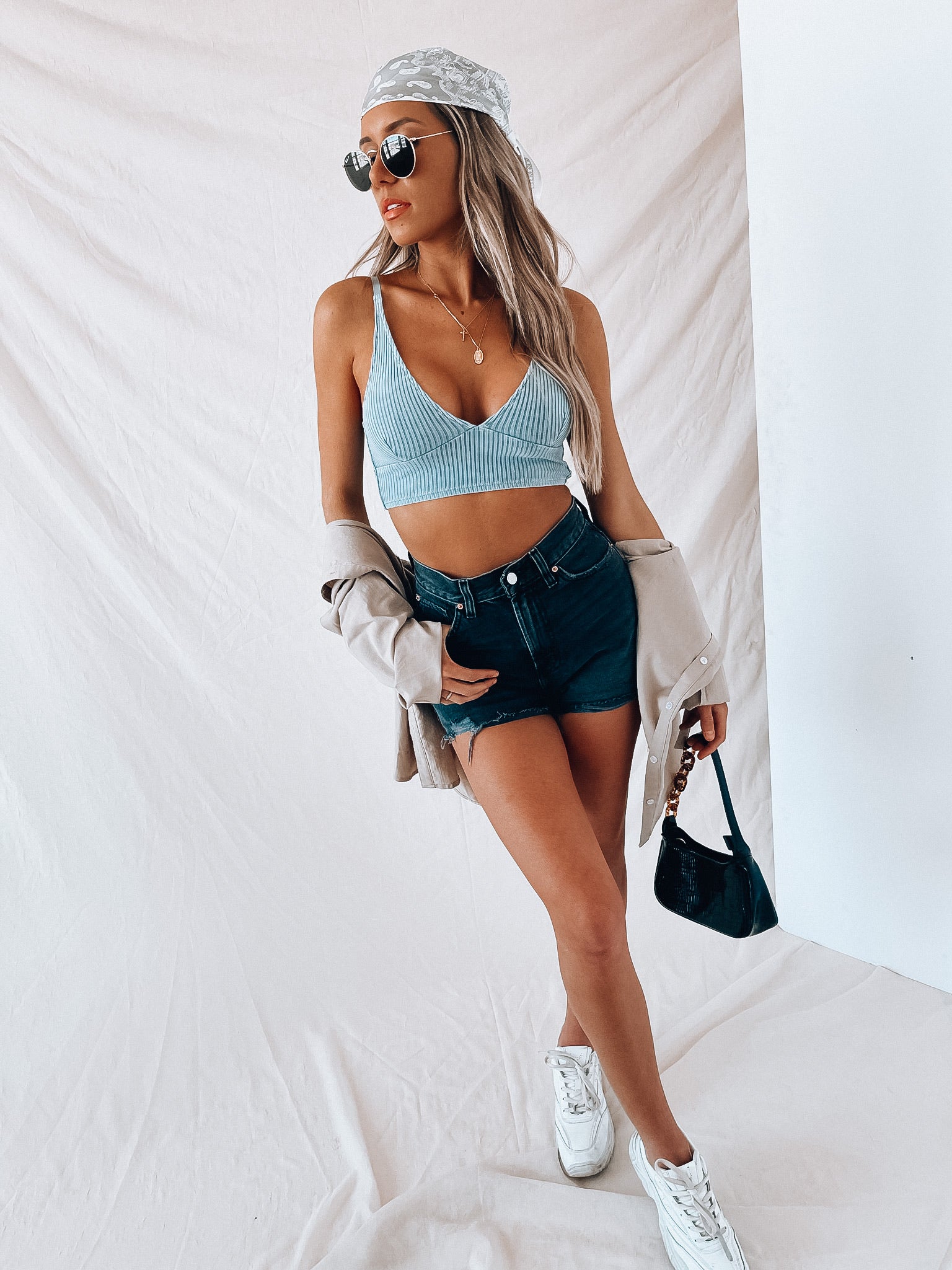 SALE :Blue Emersyn Crop Tank