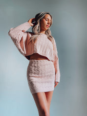 SALE :Carrie Cable Knit Set In Pink