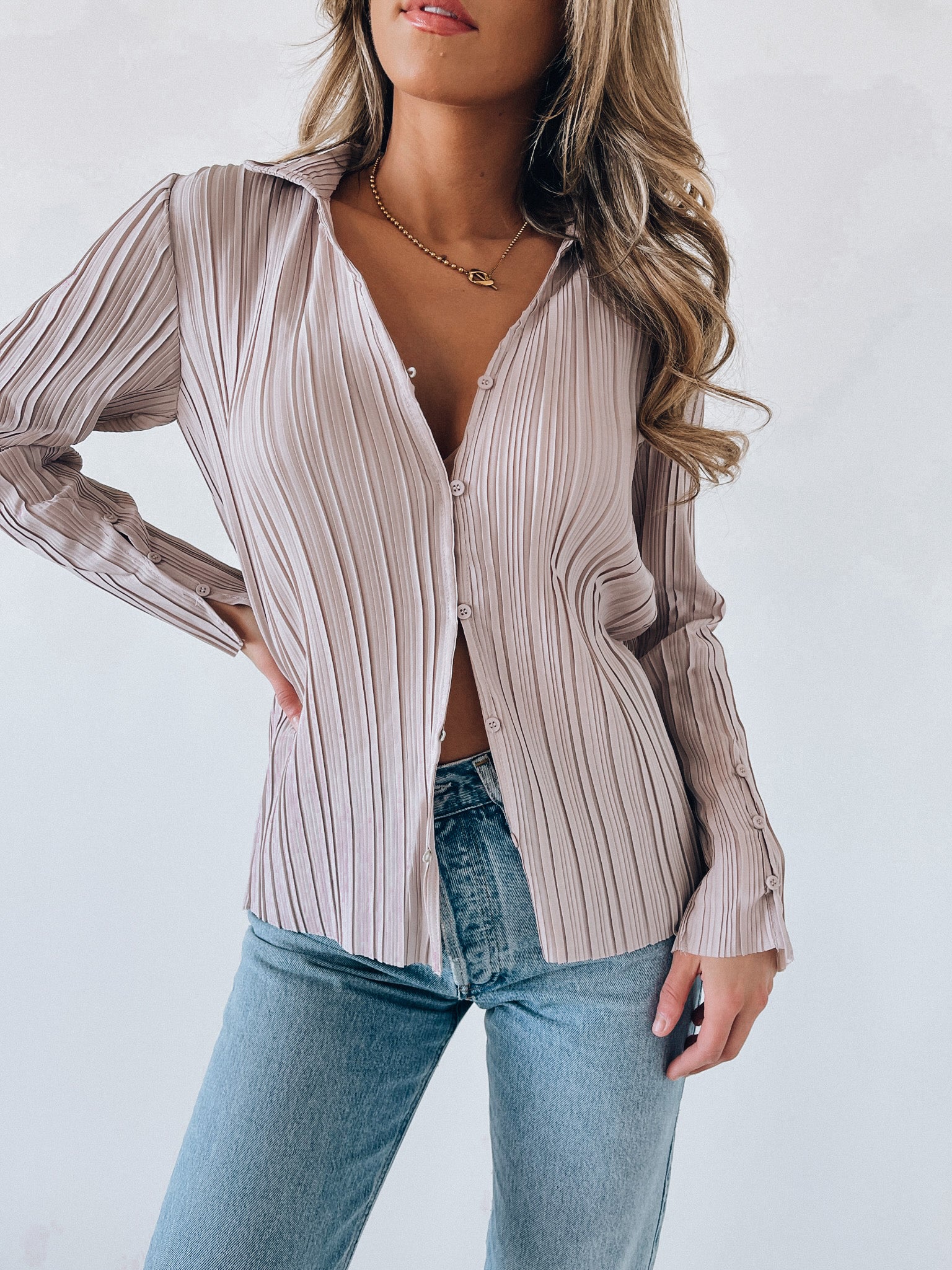 Cadence Semi Sheer Button Down Top