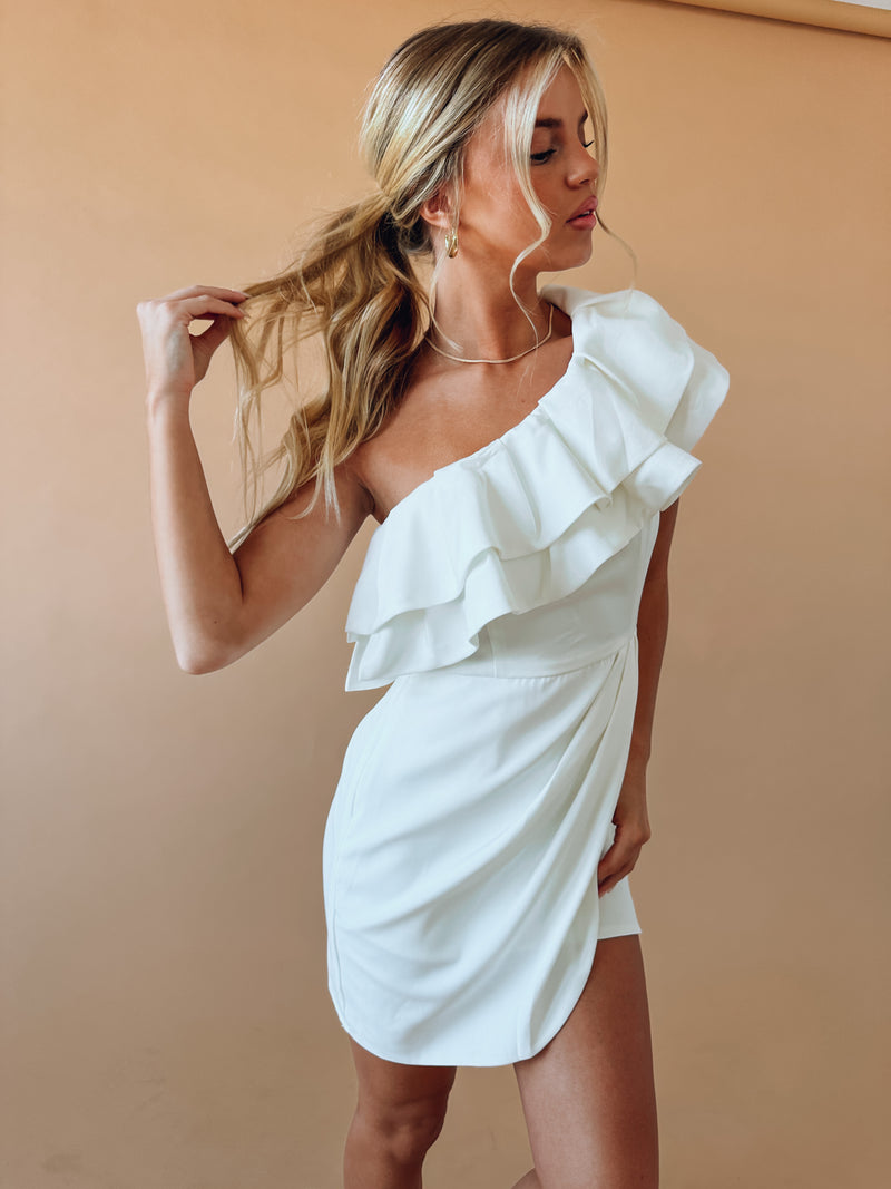 RESTOCKED :Hannah Ruffle – Dress Shoulder Madida One Clothing Mini