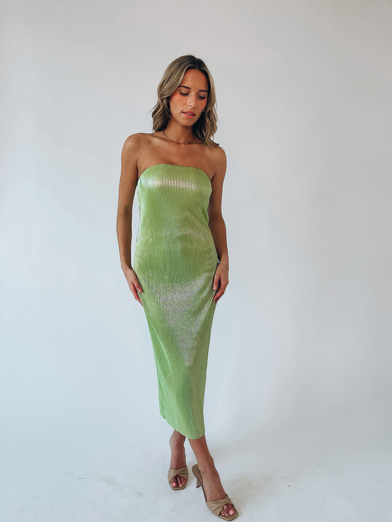 SALE :Heather Ribbed Strapless Midi Dress