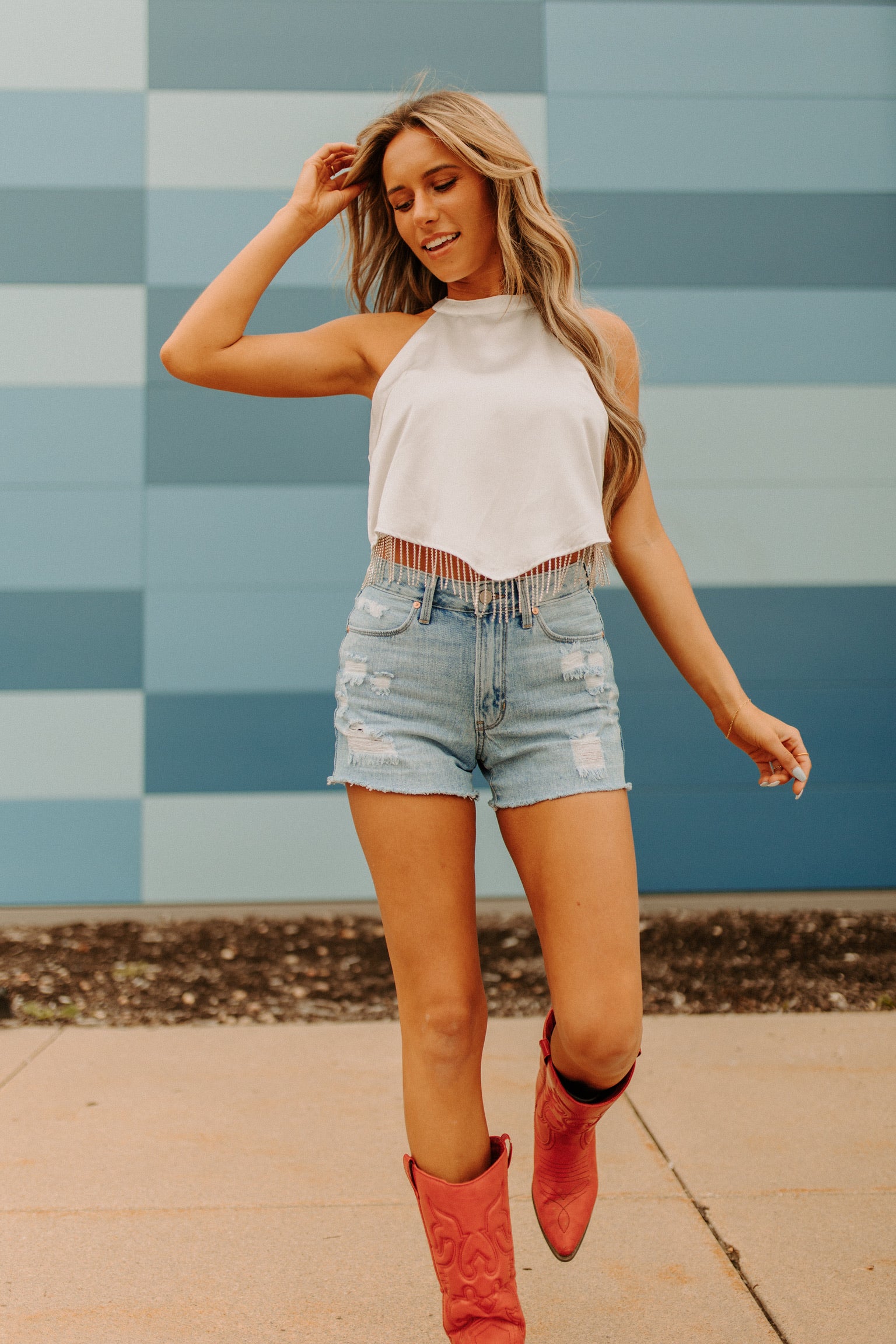 Laina Rhinestone Fringe Top