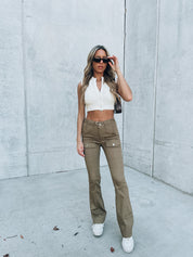 Karmen Flare Cargo Pant In Olive