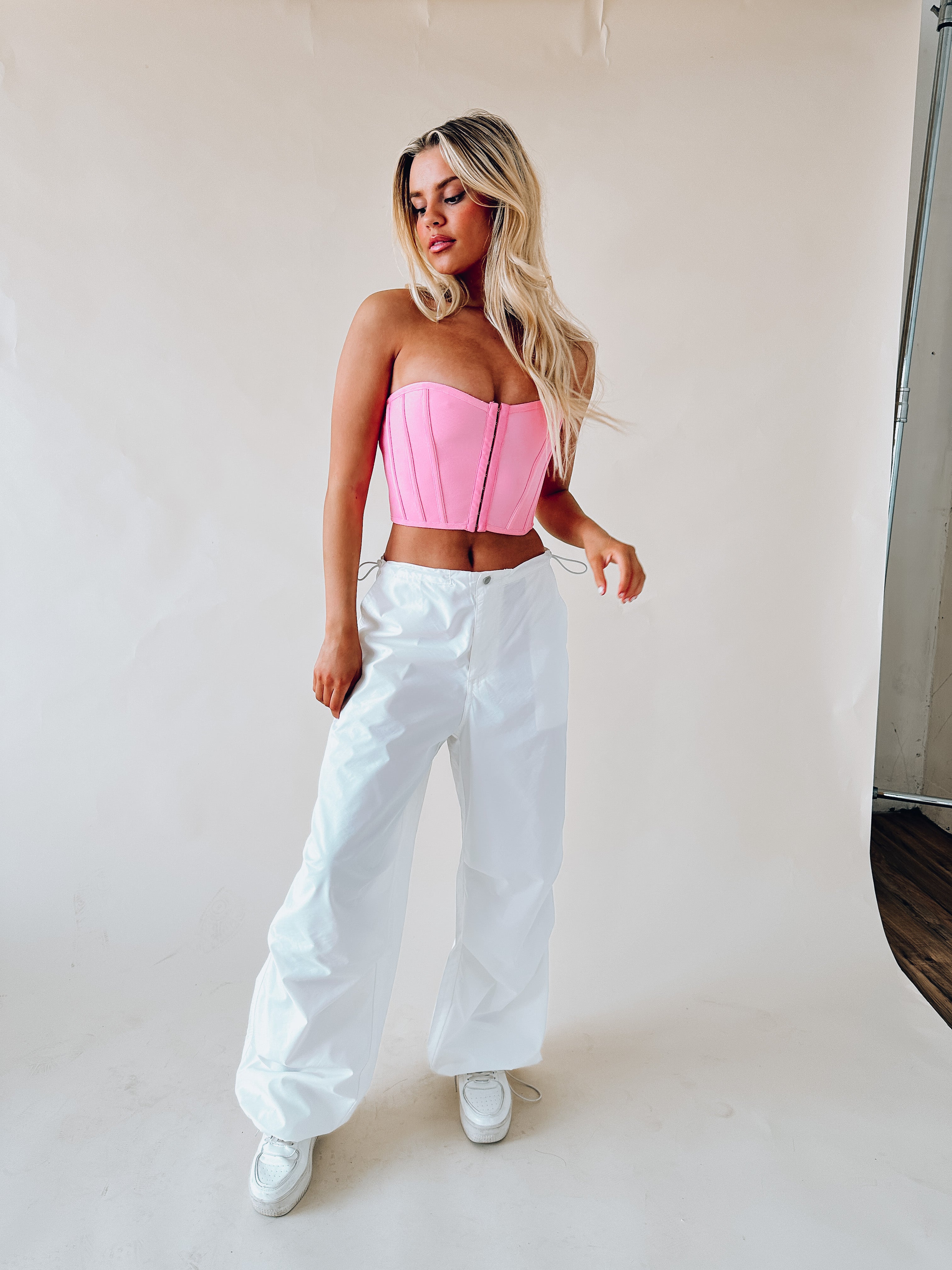 Adele Strapless Corset Top In Blush