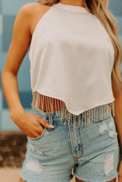 Laina Rhinestone Fringe Top