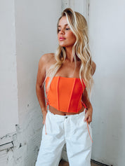 Stassi Strapless Orange Corset Top