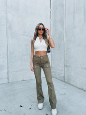 Ivory Sleeveless Knitted Crop