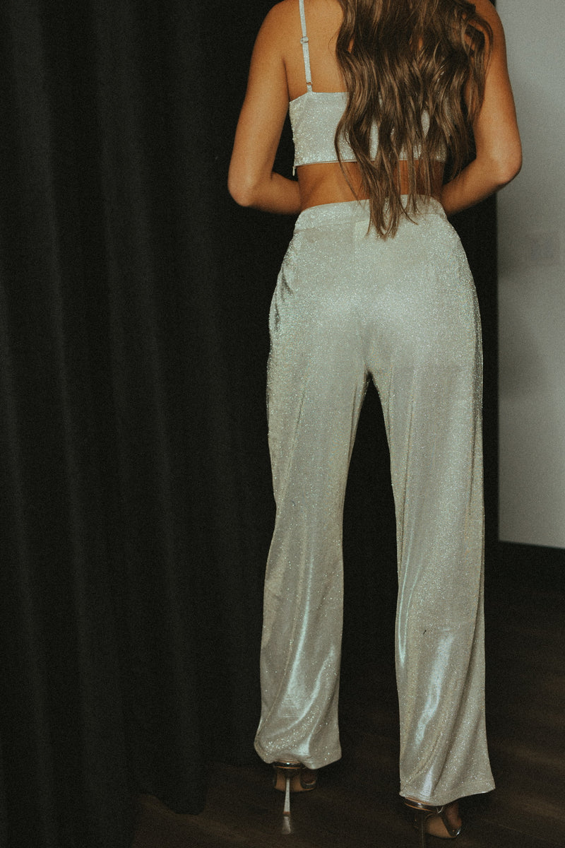 RESTOCKED :Champagne Sparkle Pleated Trouser