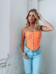 Audrina Embroidered Bustier Top