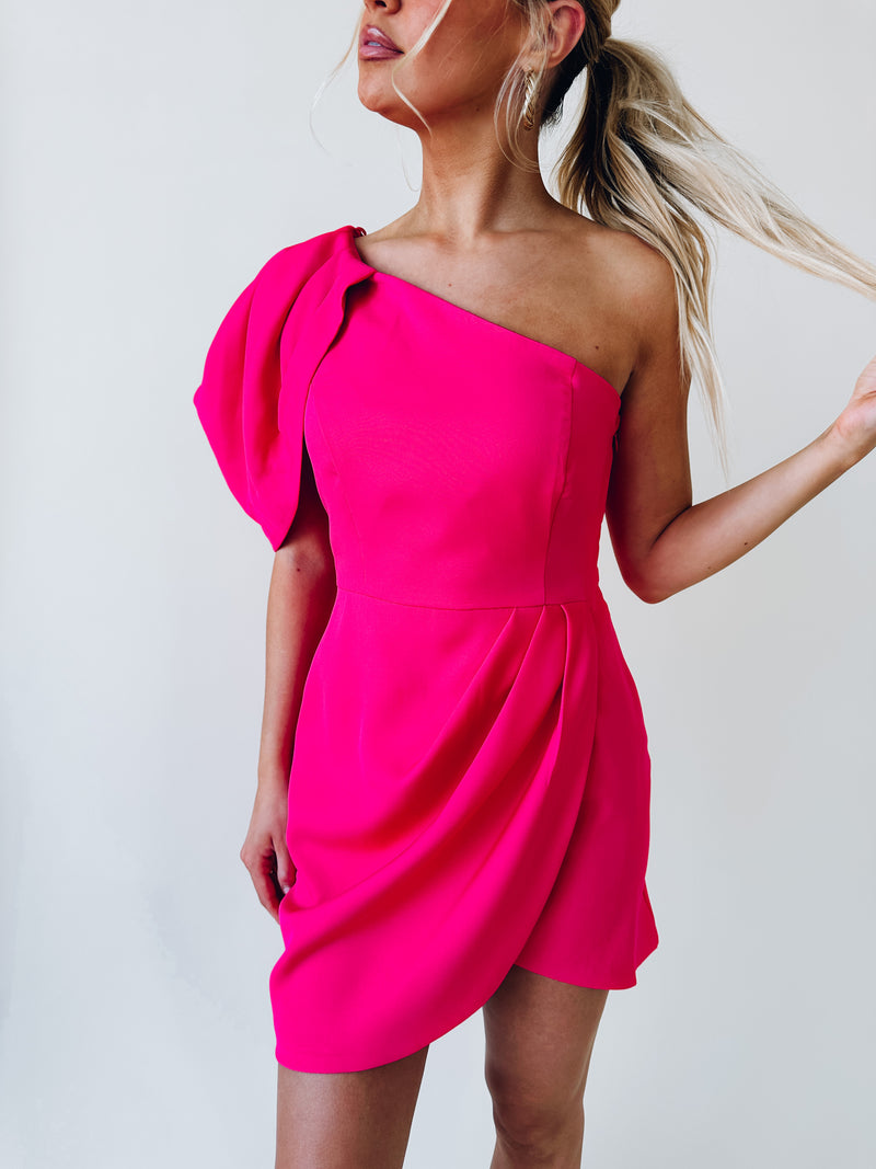 Lauryn One Shoulder Dress In Pink