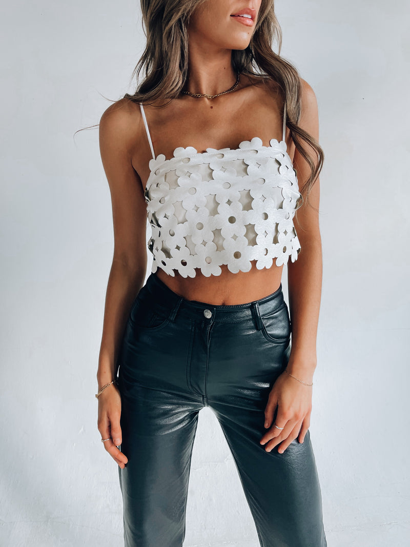 Nadya Patterned Leather Crop Top – Madida Clothing