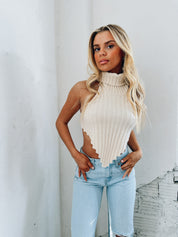 Sleeveless Turtleneck Crop Top