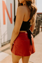 Stassi Red Leather Mini Skort