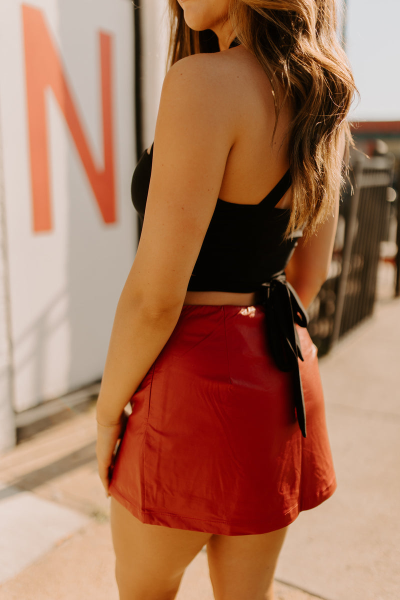 Stassi Red Leather Mini Skort