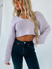 Cropped Lavender Knitted Sweater
