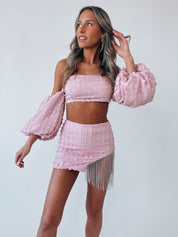 SALE :Georgina Light Pink Bubble Sleeve Set