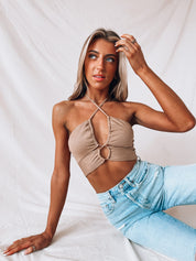 Mailey Criss Cross Halter Top