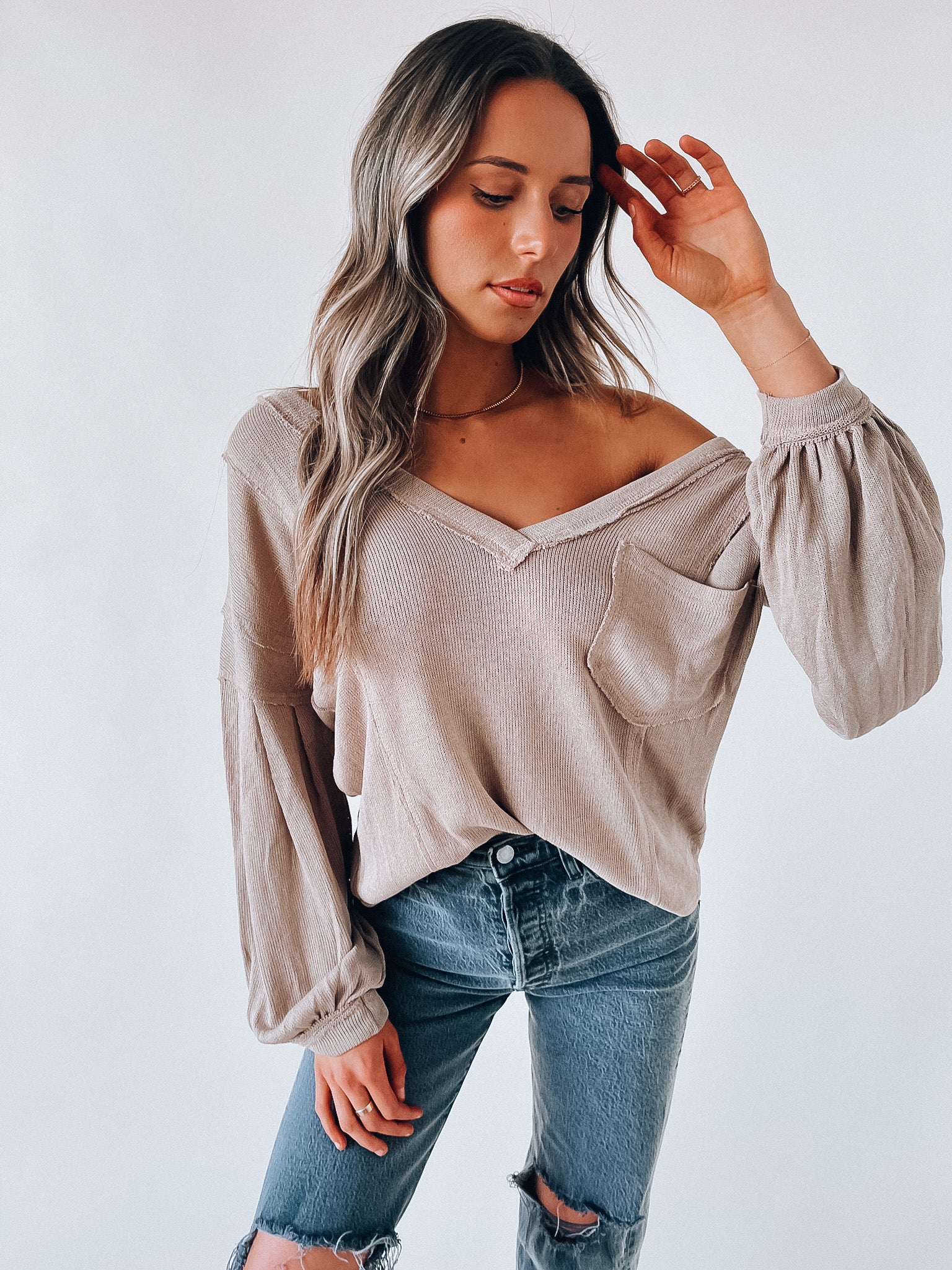 SALE :Emmett Mocha Long Sleeve Top