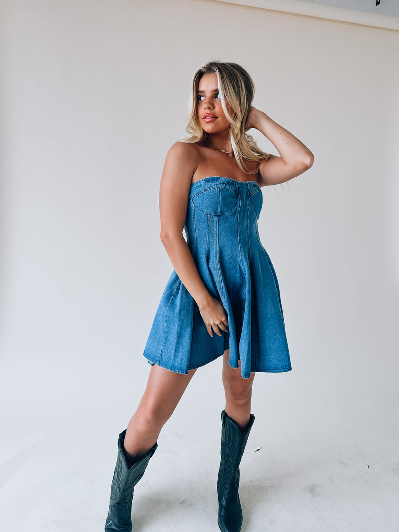 Faith Corset Denim Mini Dress