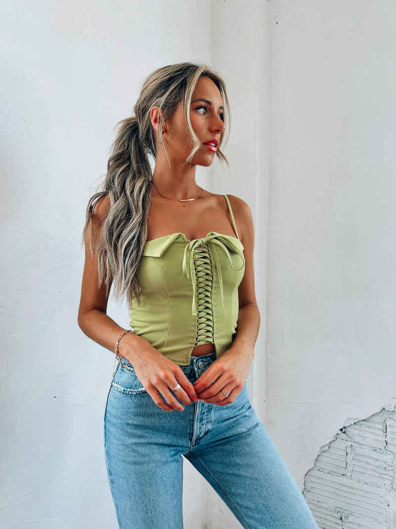 Katia Green Lace Up Top