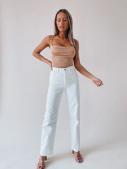 White High Rise Boyfriend Jeans