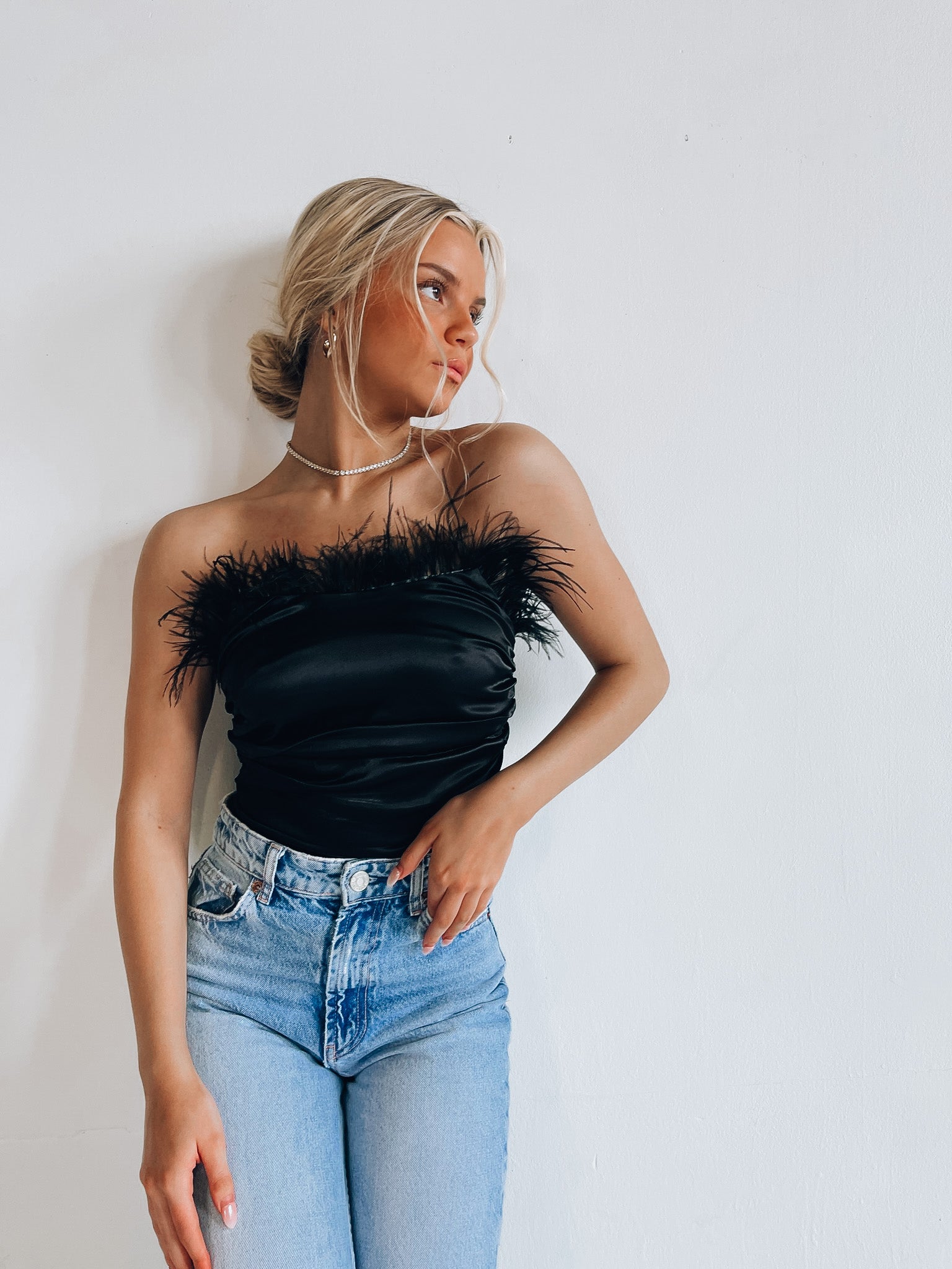 Vivian Feather Strapless Top