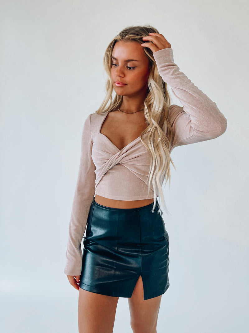 Chantelle Long Sleeve Crop In Taupe