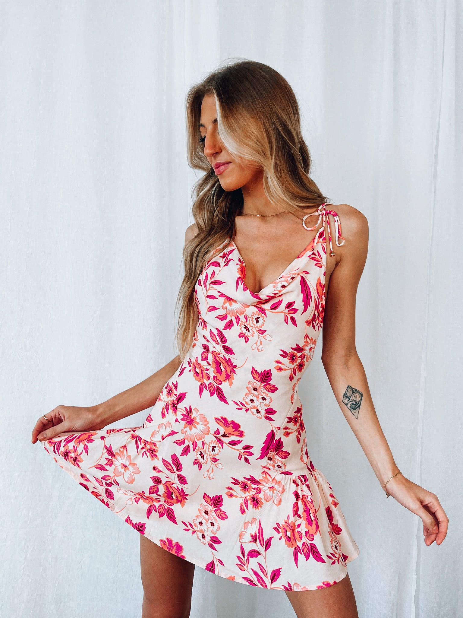 RESTOCKED :Kailani Cowl Neck Floral Dress