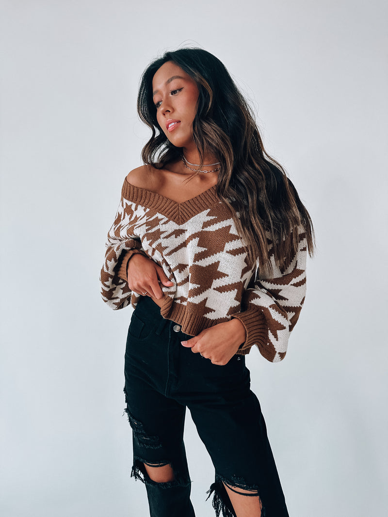 Amelia Knit Houndstooth Sweater