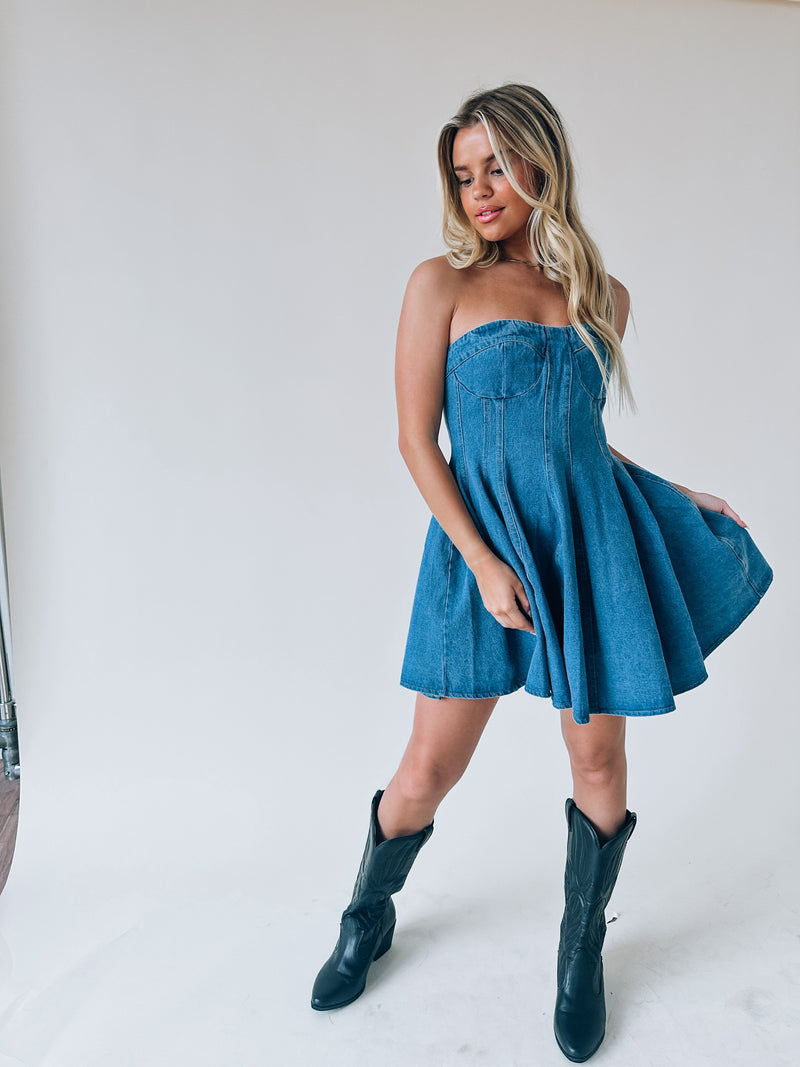 Faith Corset Denim Mini Dress