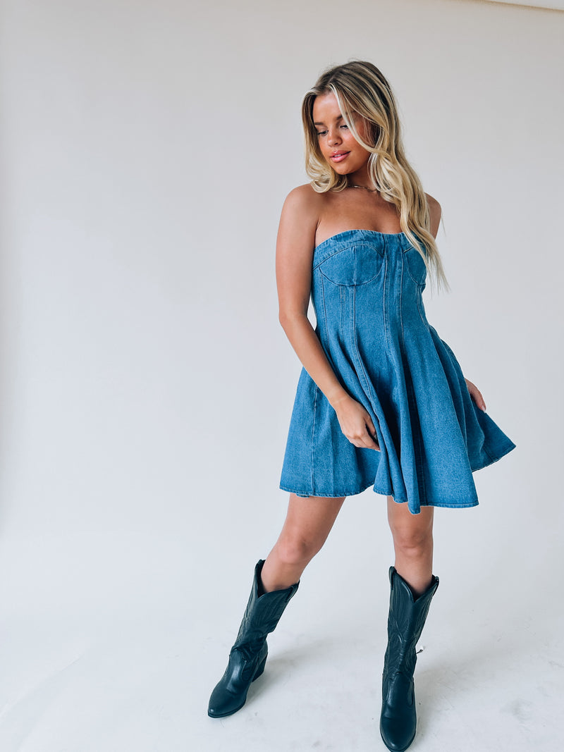 Faith Corset Denim Mini Dress