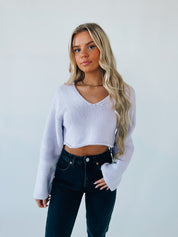 Cropped Lavender Knitted Sweater
