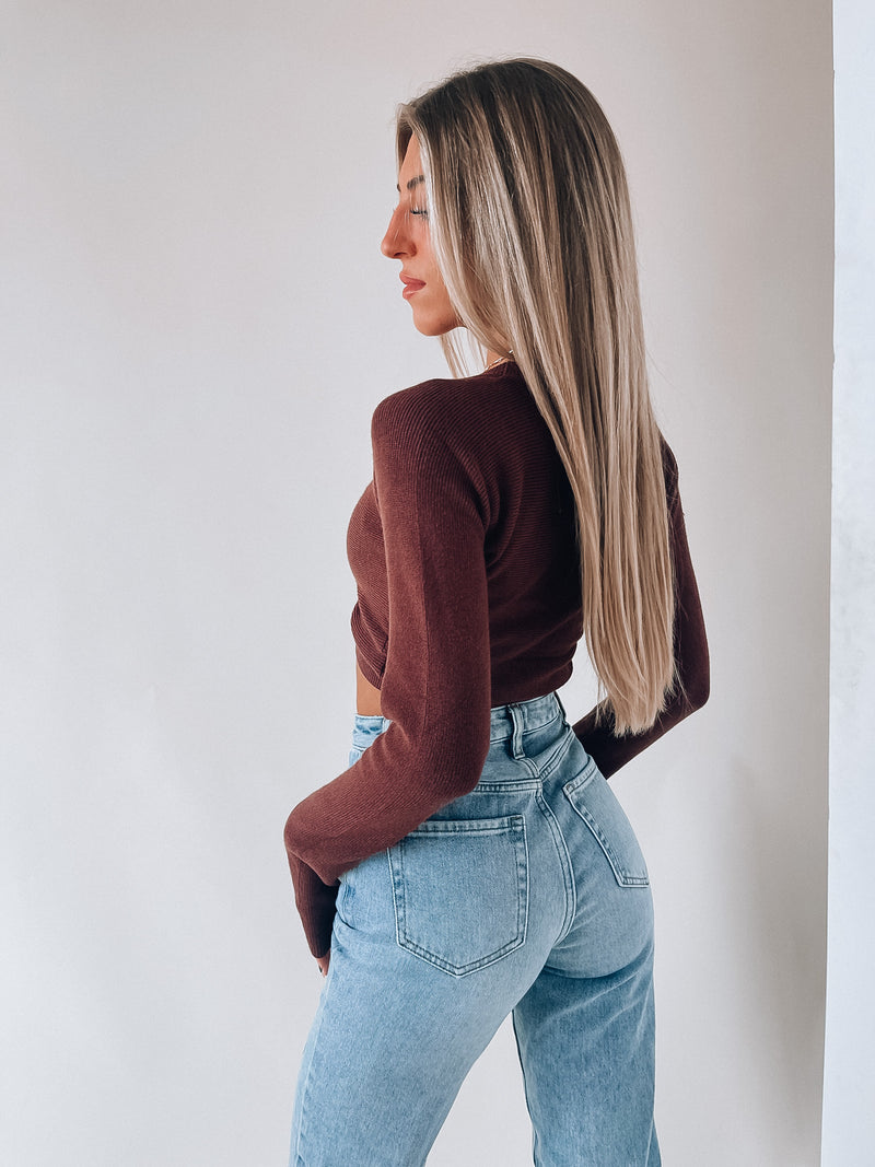 SALE :Greta Button Cropped Sweater
