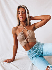 Mailey Criss Cross Halter Top
