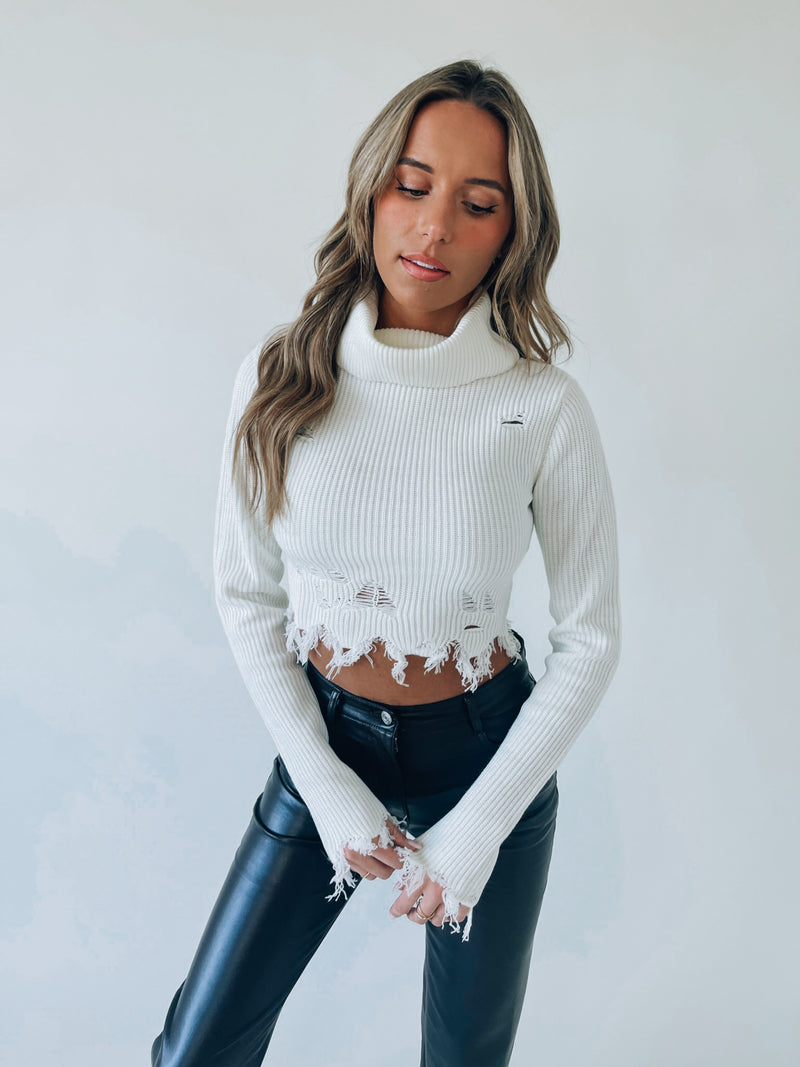RESTOCKED: Rynlee Distressed Cropped Sweater