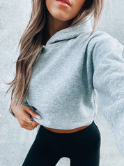 Lounge Around Cropped Grey Hoodie