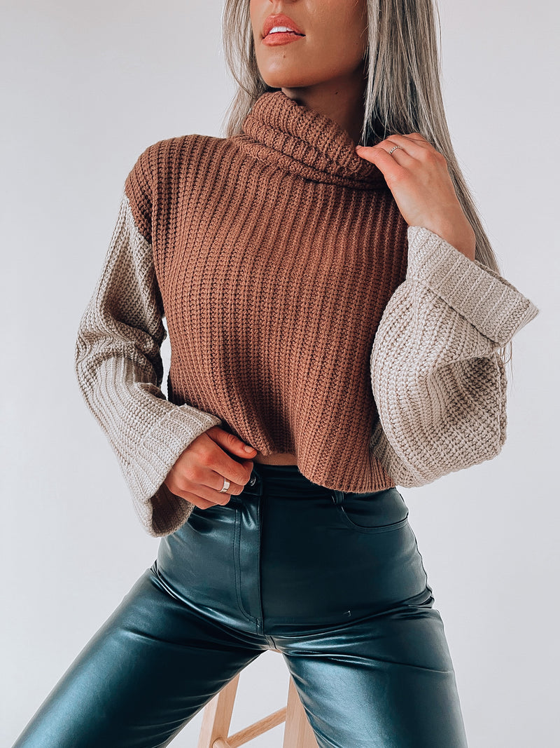 Khari Color block Turtleneck Sweater